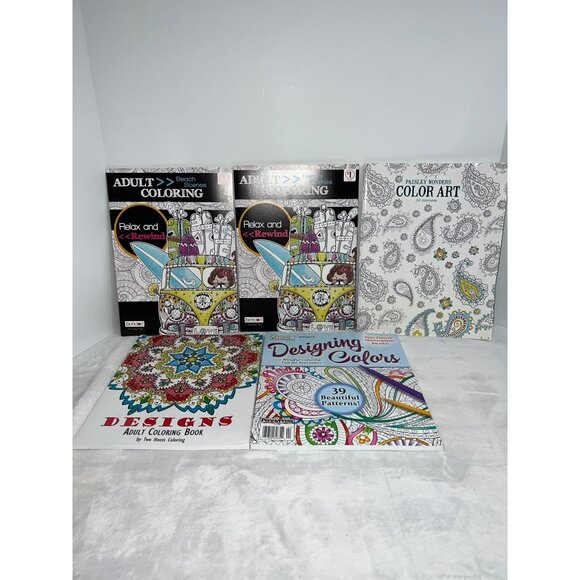 New Adult Mandalas and Designs Coloring Books Set of 5 - Picture 2 of 7
